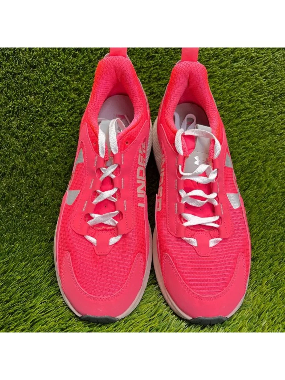 Under Armour HOVR Mega 2 Mens Size 12 Pink Gray Athletic Running Shoes Sneakers